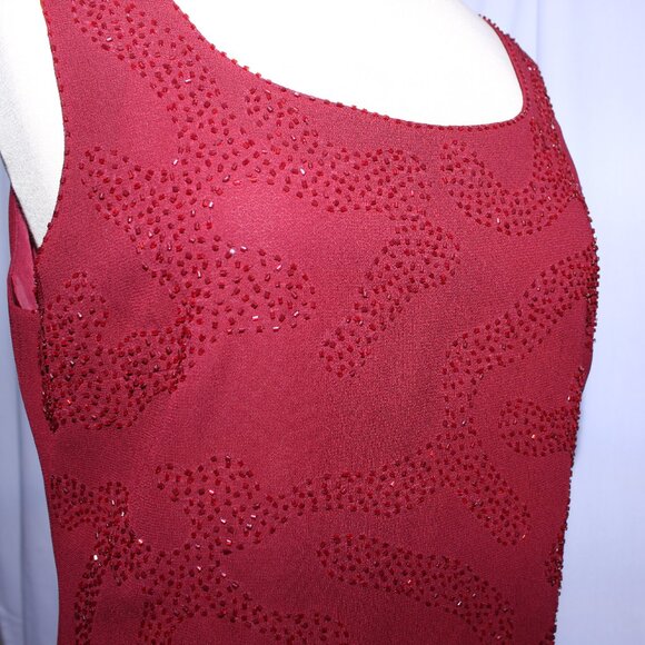 Poly USA #5120 Beaded Chiffon Mother's Gown With Jacket-Size L-BURGUNDY-NWT - Picture 10 of 11